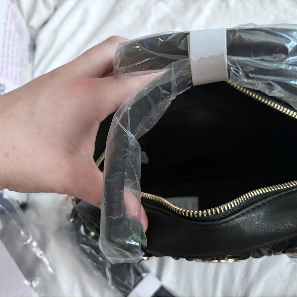 NWT VALENTINO ORLANDI Goth Black Quilted Textured Satchel w/ Crossbody Strap